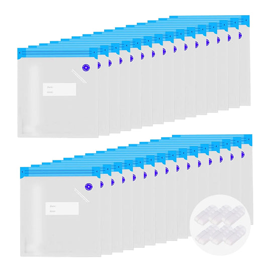 Domsanistor Sous Vide Bags30 PCS Reusable Vacuum Sealer Bags for Food with 6 Sealing Clips Reusable Vacuum Food Storage Bags Bags for Vacuum Sealer BPA Free (13.4x10.2 Inch)