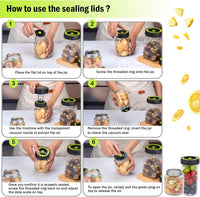 Mason Magic Vacuum Sealer Set - Includes Bags, Lids, & Wine Stopper